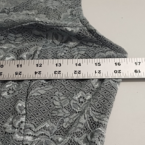 Fit & Flair A-line Silvery Grey Soft Lace Midi Dress for Special Occasion Lined - Picture 6 of 12